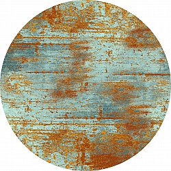 Rundt tæppe - Kebira (brun/blå)