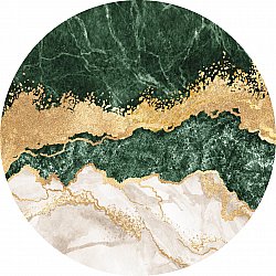 Rundt tæppe - Padova (grøn/hvid/guld)