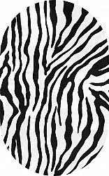 Ovalt tæppe - Zebra (sort/hvid)
