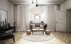 Rundt tæppe - Santi (beige/hvid)