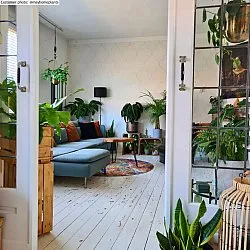 Rundt tæppe - Trepito (brun/blå/multi)