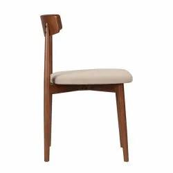 Stol - Ystad (valnød/beige) - 2 stk