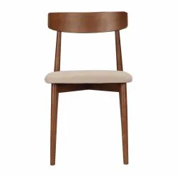 Stol - Ystad (valnød/beige) - 2 stk
