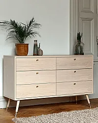 Kommode - Prime - 6 lådor (hvid eg)