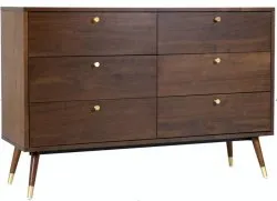 Kommode - Prime - 6 drawers (valnød/messing)