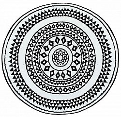 Runde tæpper - Aztek (sort/hvid)