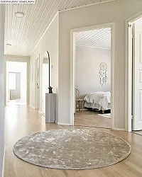 Rundt tæppe - Jodhpur Special Luxury Edition Viscose (lysegrå/beige)