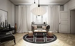 Rundt tæppe - Milos (sort/rød)