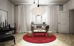 Rundt tæppe - Valenza (rød)