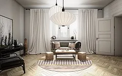 Rundt tæppe - Esme (beige/multi)