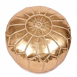 Puf - Marokkansk læder-puf (Guld)