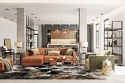 Wilton-tæppe - Flores (sort/brun/hvid)