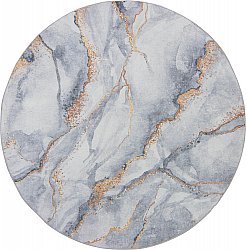 Rundt tæppe - Genova (grå/hvid/guld)