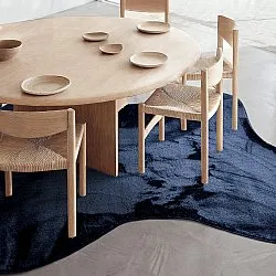 Asymmetrisk Bølget Ryatæppe - Aranga Super Soft Fur (mørkeblå)