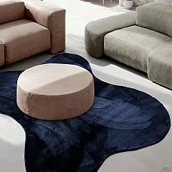 Asymmetrisk Bølget Ryatæppe - Aranga Super Soft Fur (mørkeblå)
