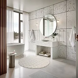 Rund badeværelsesmåtte - Bevin (off-white)