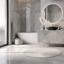 Rund badeværelsesmåtte - Embla (off-white)