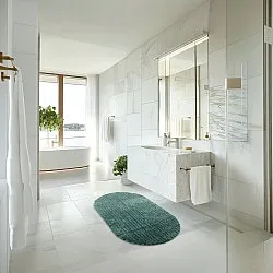 Oval badeværelsesmåtte - Evena (mørkegrøn)