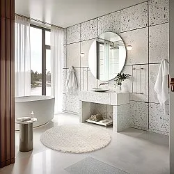 Rund badeværelsesmåtte - Evena (off-white)