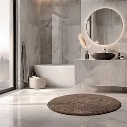 Rund badeværelsesmåtte - Gertie (brun)