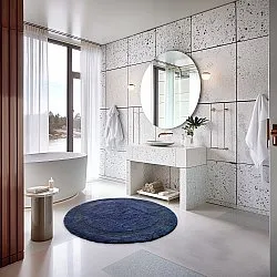 Rund badeværelsesmåtte - Nila (blå)