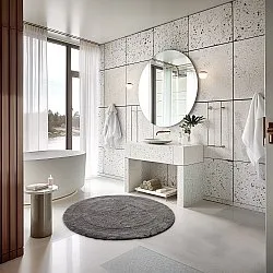 Rund badeværelsesmåtte - Nila (mørkegrå)