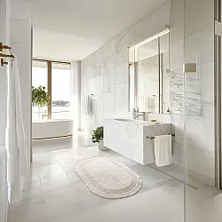 Oval badeværelsesmåtte - Nila (off-white)