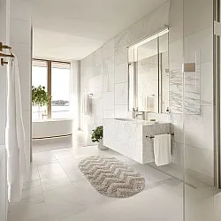 Oval badeværelsesmåtte - Tressa (beige)