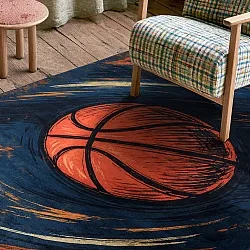 Børnetæppe - Basketball (blå)