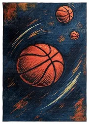 Børnetæppe - Basketball (blå)