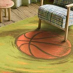 Børnetæppe - Basketball (grøn)