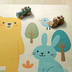Børnetæppe - Bear and Bunny (creme/multi)
