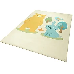 Børnetæppe - Bear and Bunny (creme/multi)