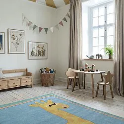 Børnetæppe - Giraffe Hand Tufted Wool Premium (lyseblå/multi)
