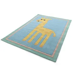 Børnetæppe - Giraffe Hand Tufted Wool Premium (lyseblå/multi)