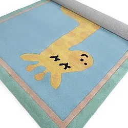 Børnetæppe - Giraffe Hand Tufted Wool Premium (lyseblå/multi)