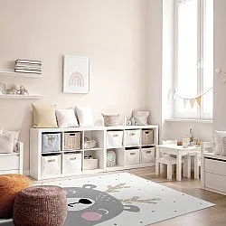 Børnetæppe - Happy Bear (hvid)