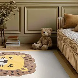 Børnetæppe - Lion Hand Tufted Wool Premium (beige/multi)