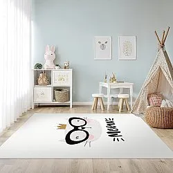 Børnetæppe - Reading Cat (hvid)