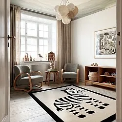 Børnetæppe - Zebra Hand Tufted Wool Premium (beige/sort)