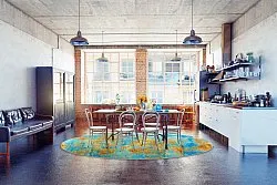 Rundt tæppe - Molina (blå)