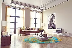 Rundt tæppe - Molina (blå)