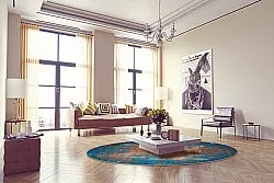 Rundt tæppe - Tierzo (blå)