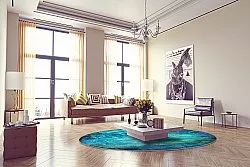 Rundt tæppe - Pardos (blå)