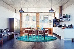 Rundt tæppe - Pardos (blå)