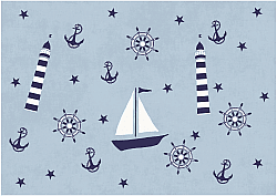 Børnetæppe - Sailing Ship (blå)