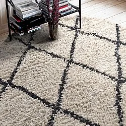 Rundt tæppe - Alcott Natural Cotton Shaggy (sort/hvid)