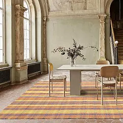 Bomuldstæppe - Husvik (koral/multi)