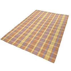 Bomuldstæppe - Husvik (koral/multi)