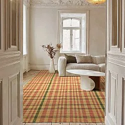 Bomuldstæppe - Husvik (sennep/multi)